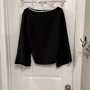 Black Long Sleeve Top with White Trim